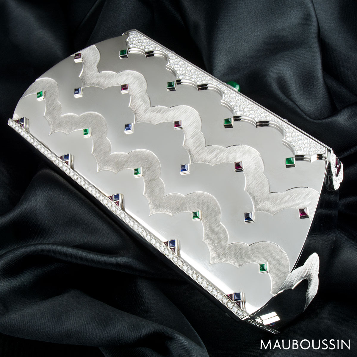 Mauboussin White Gold Diamond, Ruby, Sapphire & Chrysophrase Clutch Bag